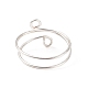 Brass Wire Wrap Double Line Cuff Ring for Women RJEW-JR00505-01-4