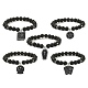 Bracelet extensible en perles de lave naturelle et d'agate noire avec breloques en alliage d'émail BJEW-JB09501-1