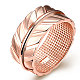 Classic Real Rose Gold Plated Brass Leaf Wide Band Rings RJEW-BB14627-7RG-1
