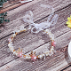 結婚式パーティービーチスタイル花嫁ヘアアクセサリー  合金の花のヘッドバンド  プラスチック製のビーズと  ピンク  380~383x33x14mm OHAR-WH0021-03B-5