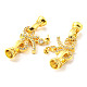 Brass Micro Pave Clear Cubic Zirconia Fold Over Clasps KK-G420-13G-3