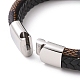 Bracelet triple rang cordon tressé en microfibre avec 304 fermoirs aimantés en acier inoxydable BJEW-P275-22P-3