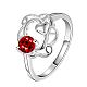 Романтичная полые цветок латуни кубического циркония палец кольца RJEW-BB02486-7S-1