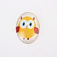 Cartoon Owl Printed Glass Oval Cabochons X-GGLA-N003-20x30-B13-1