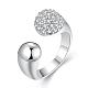 Laiton mariage de fiançailles zircone cubique anneaux manchette de doigt RJEW-BB02043-8S-1