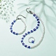 Collar de pulsera de anillo de dedo con cuentas de vidrio de perla de imitación de plástico y millefiori SJEW-JS01239-2