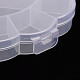 ひまわり形透明プラスチック収納ボックス  フリップカバー付きの取り外し可能なバッフル  ホワイト  12.25x12.15x1.8cm  インナーサイズ：26x24x15mm  ラウンドインナーサイズ：68x15mm CON-YWC0003-01-3