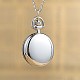 Flat Round Alloy Printed Glass Pocket Watch Pendant Necklaces WACH-H017-01C-3