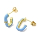 Real 18K Gold Plated Brass Oval Stud Earrings EJEW-L268-020G-04-2