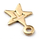 真鍮製チャーム  ループ  文字tの星  24KGP本金メッキ  8.5x6x0.5mm  穴：1mm KK-O131-10G-3