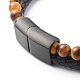 Bracelets multi-rangs en perles rondes en oeil de tigre naturel BJEW-JB06571-02-4