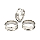 201 Stainless Steel Grooved Finger Ring Settings X-MAK-WH0007-16P-2