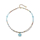 合金エナメルさくらペンダントネックレス  女性のための天然真珠とガラスビーズのネックレス  カラフル  17.80インチ（45.2cm） NJEW-JN04052-4