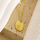 Stainless Steel Textured Oval Pendant Necklaces QQ8734-1-2