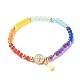 Reiki 7 chakra perles rondes en pierre mélangée naturelle bracelet extensible pour fille femmes BJEW-JB07003-01-1