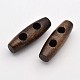 2ホールの米木製のトグルボタン  ココナッツブラウン  30x10mm  穴：4mm BUTT-D044-01-1