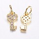 Long-Lasting Plated Brass Micro Pave Cubic Zirconia Charms X-ZIRC-F069-48G-2