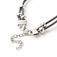 Lampwork Big Rondelle Link Bracelet with Cowhide Leather Cord for Women BJEW-JB07848-4