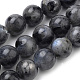 Natürliche Larvikit/schwarze Labradoritperlenstränge, Runde, 8 mm, Bohrung: 1 mm, ca. 46~48 Stk. / Strang, 15.7 Zoll
