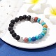 Natural Lava Rock & Synthetic Turquoise Beaded Stretch Bracelets BJEW-JB09985-01-2