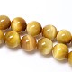 Brins de perles d'oeil de tigre d'or naturel X-G-C076-4mm-1AA-1
