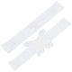 ポリエステルレース弾性ブライダルガーター  模造真珠ビーズとクリスタルラインストーン付き  結婚式の衣服の付属品  ホワイト  195~199x30mm  2個/セット DIY-WH0308-148B-1