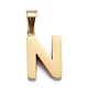 Placage ionique (ip) 304 pendentifs lettre en acier inoxydable STAS-H127-N-G-1