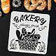 FINGERINSPIRE Bakery Stencil Bread Basket Stencil 30x30cm Reusable French Bakery Painting Stencil PET Wheat Ears Craft Stencils Wall Tile Decoration with Letters of BAKERY always fresh DIY-WH0172-955-3