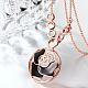 Real Rose Gold Plated Tin Alloy Czech Rhinestone Flower Pendant Necklaces NJEW-BB06235-B-2