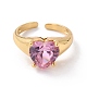 Кольцо-манжета с розовым кубическим цирконием в форме сердца на день святого валентина RJEW-C017-08G-RS-1