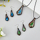 Fibloom 2 set di orecchini pendenti e collana pendente a goccia in 2 colori con fiore in vetro SJEW-FI0001-14-5