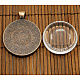 Nickel de style tibétain pendants sins cabochon supports et cercle en forme de dôme couvert de cabochon de verre clair TIBEP-MSMC021-35R-NF-4
