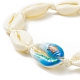 Natürliche geflochtene Perlen-Fußkettchen aus Kaurimuscheln für Frauen AJEW-AN00527-02-4
