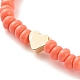 4pcs 4 bracelets extensibles en perles de verre et en laiton de style sertis de coeur BJEW-JB07917-7