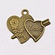 Vintage Antique Bronze Plated Heart Love Charms Tibetan Style Alloy Pendants TIBEP-X0025-AB-NR-2