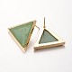 Triangle Brass Green Aventurine Stud Earrings EJEW-O072-01C-2