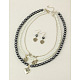 Conjuntos de joyas de perlas de vidrio para el día de san valentín: collares y pendientes SJEW-JS00423-02-1