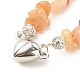 Collier de perles de pierres naturelles avec fermoirs magnétiques en alliage de coeur NJEW-JN03818-4