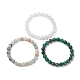 Set di braccialetti elasticizzati con perline rotonde miste naturali da 3 pz e 3 stili BJEW-JB10139-02-4