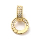 Rack Plating Brass Micro Pave Clear Cubic Zirconia Fold Over Clasps KK-Q772-03G-1