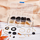 SUNNYCLUE 1 Box DIY 8 Pairs Black Theme Charms Flat Round Freshwater Shell Charms Earrings Making Kit Seashell Charms for Jewellery Making Linking Rings Ball Post Earring Findings Women Instruction DIY-SC0019-59-7