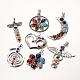 Mixed Styles Chakra Jewelry Zinc Alloy Bezel Gemstone Pendants G-M039-M-1