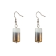 Half Electroplate Opaque Glass Column Beads Dangle Earrings EJEW-JE04588-06-3