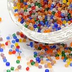 Abalorios de la semilla de cristal, colores esmerilado, redondo, color mezclado, 2mm