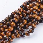 Perles en pierres gemme, oeil de tigre, ronde, environ 6 mm de diamètre, trou: environ 0.8 mm, 15~16 pouce