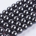 Chapelets de perles en hématite synthétique sans magnétiques, ronde, 12mm, Trou: 1.5~2mm, Environ 34 pcs/chapelet