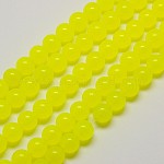 Natural Malaysia Jade Bead Strands, Round Dyed Beads, Yellow, 6mm, Hole: 1mm, about 64pcs/strand, 15 inch