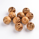 Perles rondes en bois naturel, teinte, sans plomb, burlywood, 16x15mm, Trou: 4mm, environ 450 pcs/500 g