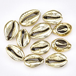 Cowrie Shell Beads, with UV Plated, No Hole/Undrilled, Gold, 21~30x15~21x7~9mm