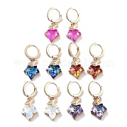 Серьги-кольца из латуни с микропаве из светлого золота и циркония EJEW-Q800-54KCG